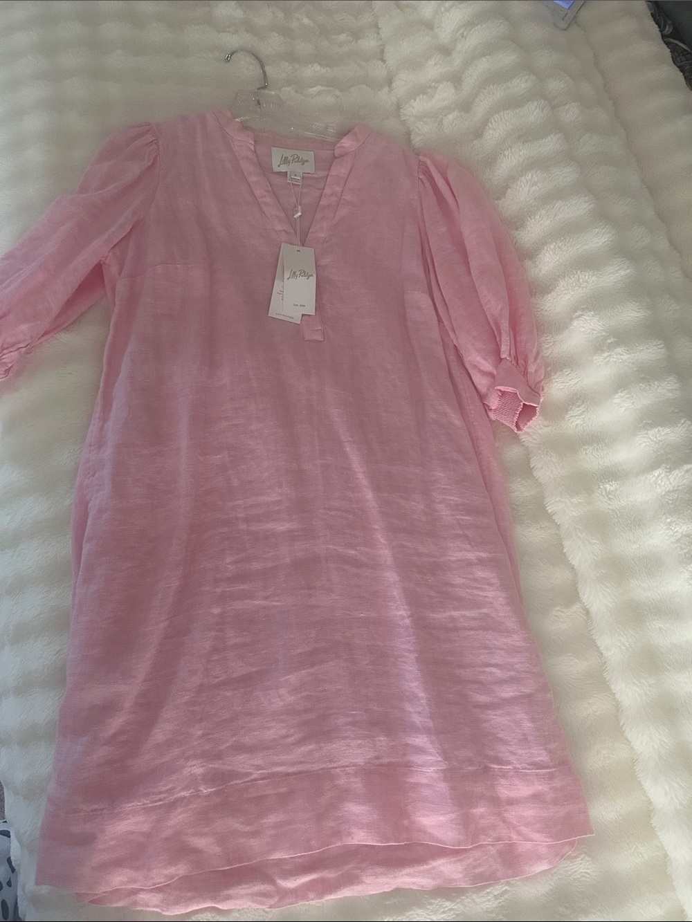 Lilly Pulitzer Pink Linen Girls' Short Sleeve Dress